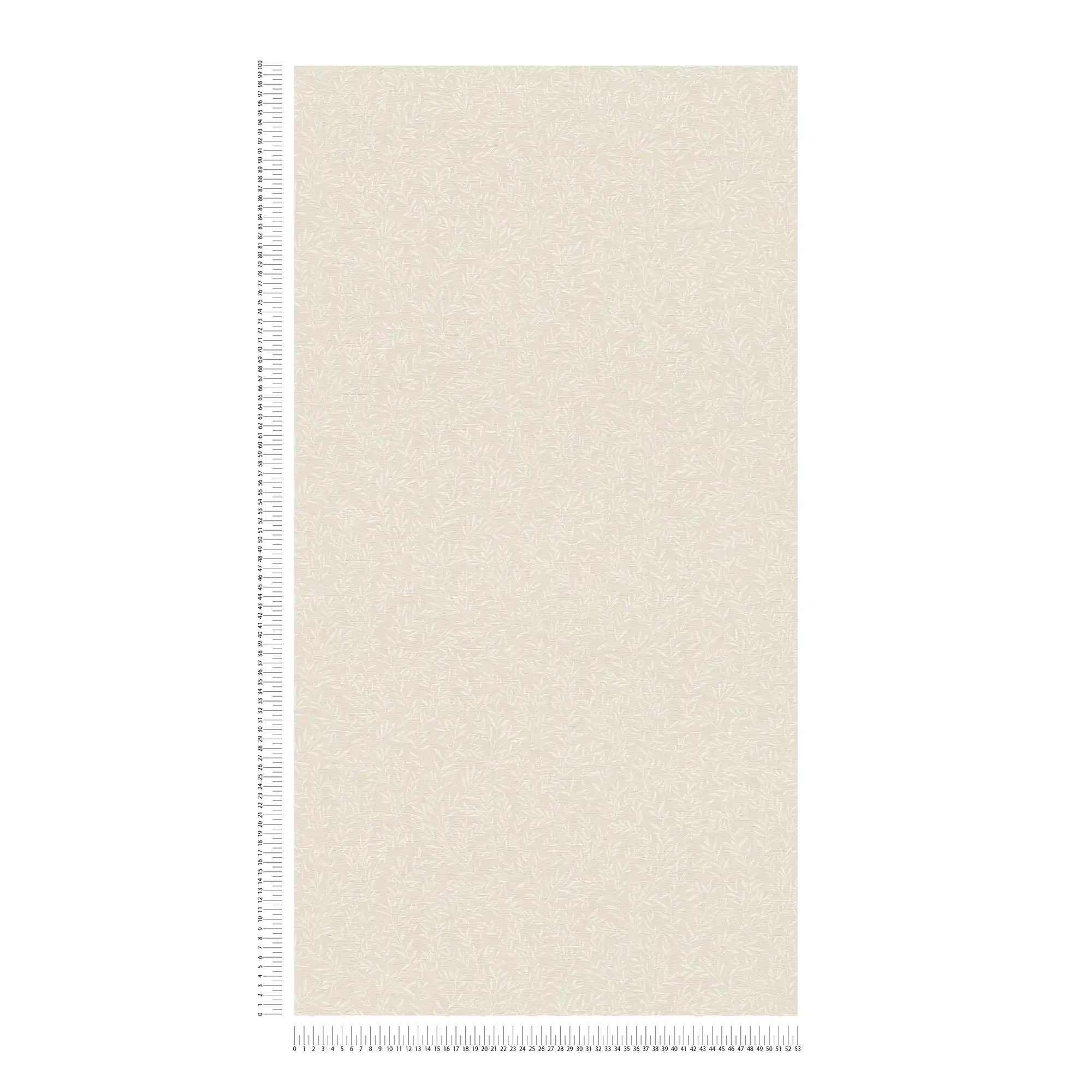 Landhaus Tapete mit Ranken Muster – Beige, Weiß