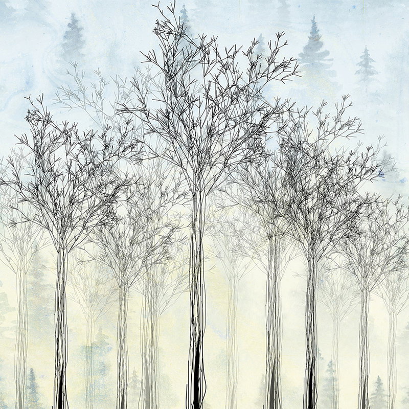 baumpflanze, baum, wald, winterlandschaft, kunstprint