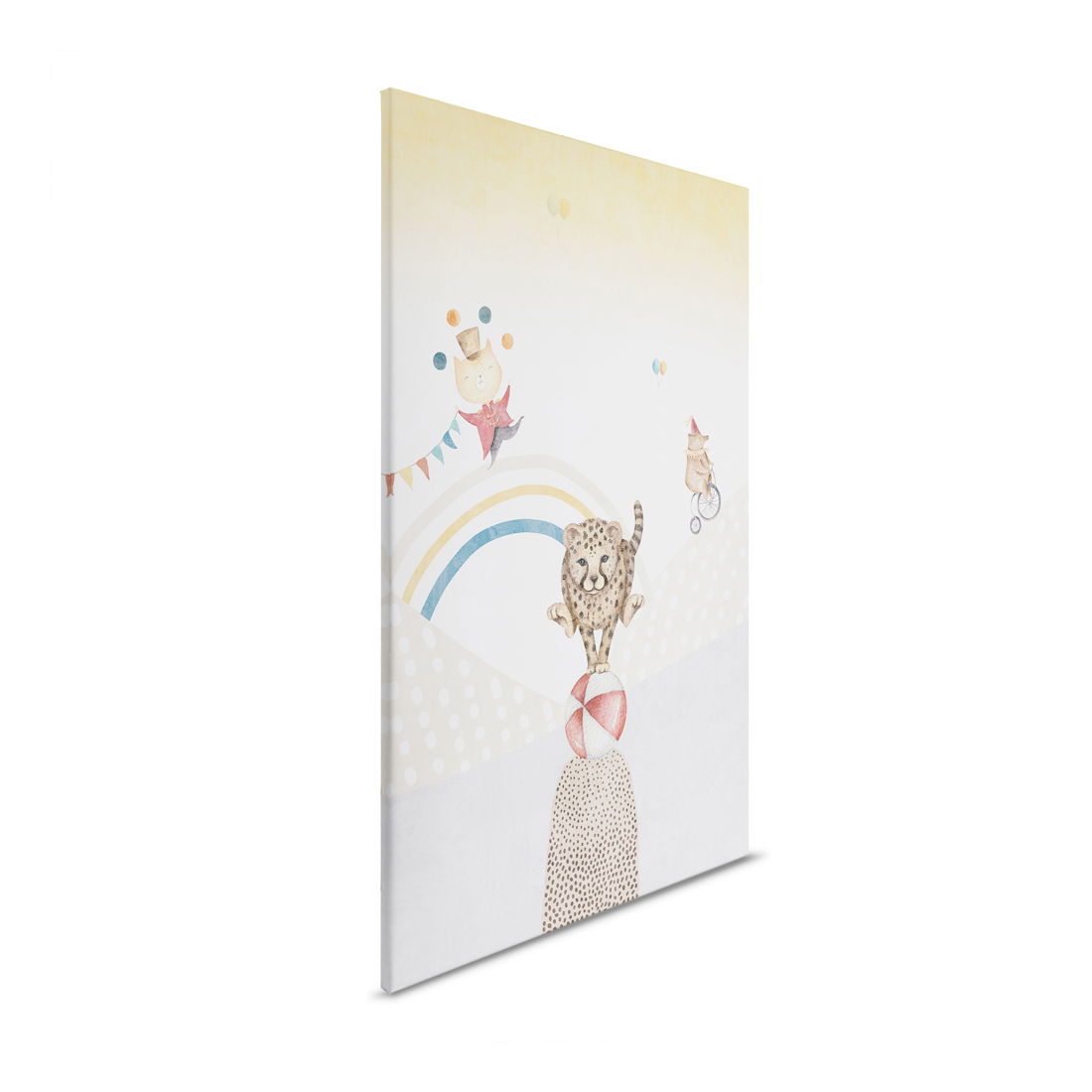         Leinwandbild Akrobatenzirkus - Verspieltes Tier-Motiv für das Kinderzimmer – 30 x 40 cm - Bunt, Beige
    