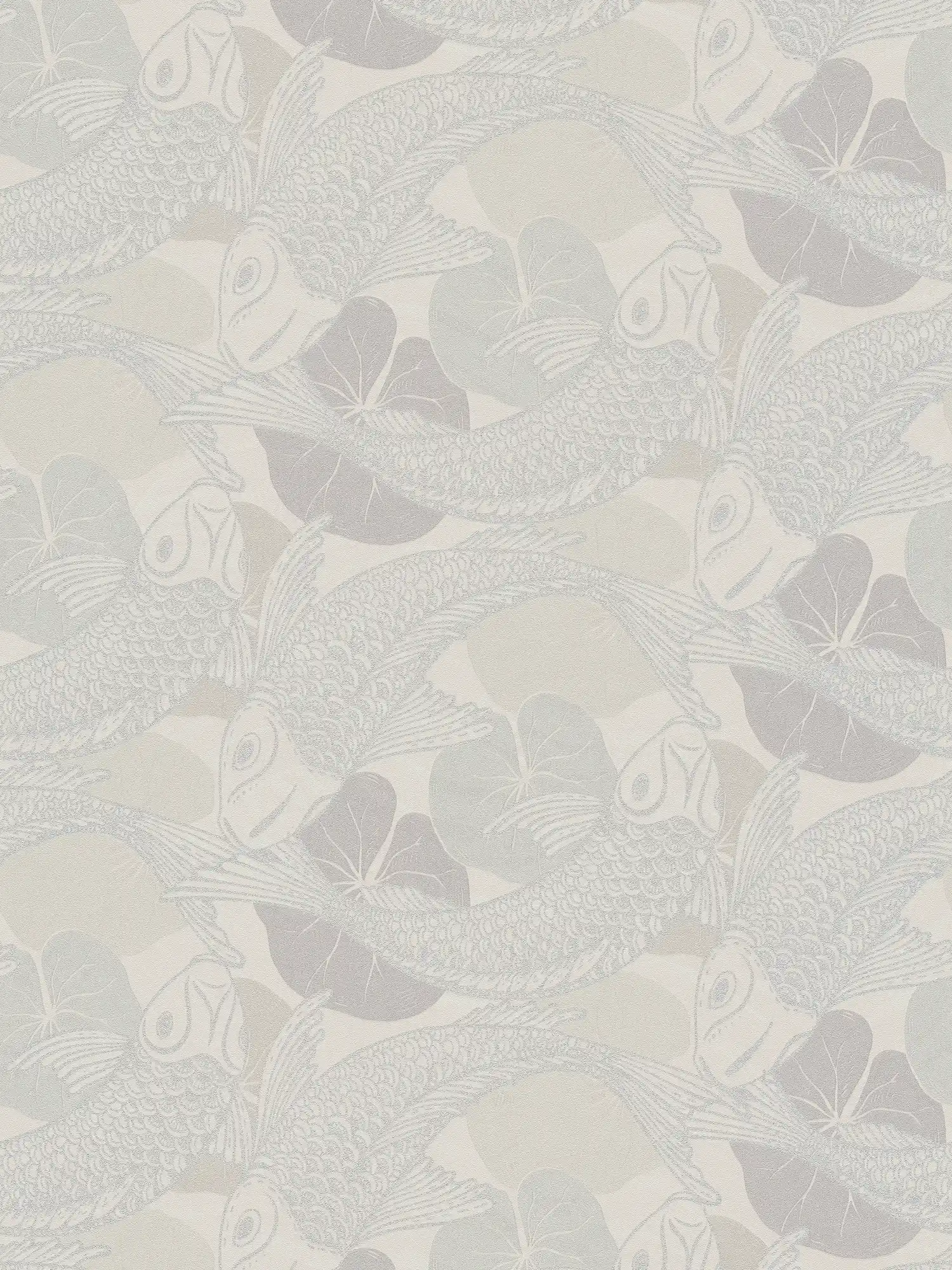         Koi wallpaper in Asia style in metallic colours - beige, grey, metallic
    