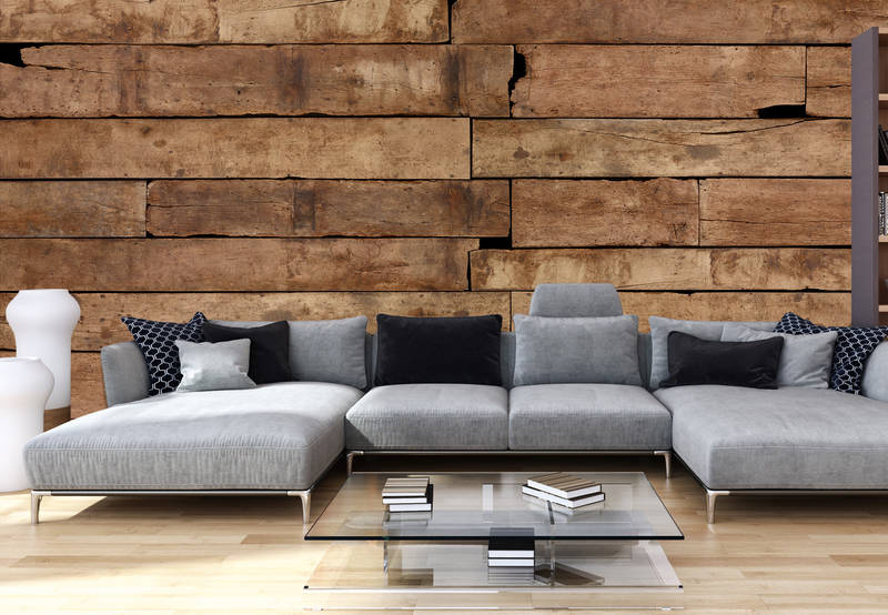             Rustikale Holzdekor Fototapete – Vliestapete in 3D Optik mit Holzplanken Look – Braun
        