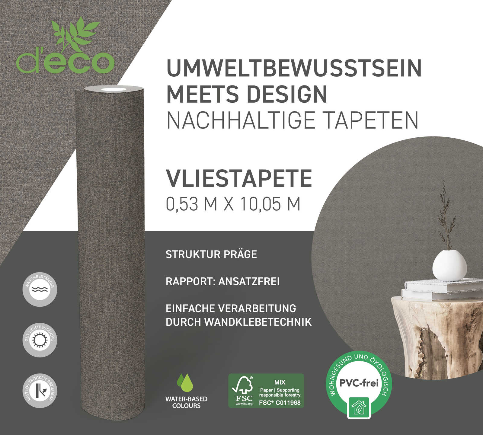             Vliestapete mit feinem Glanzmuster PVC-frei – Gold, Schwarz
        