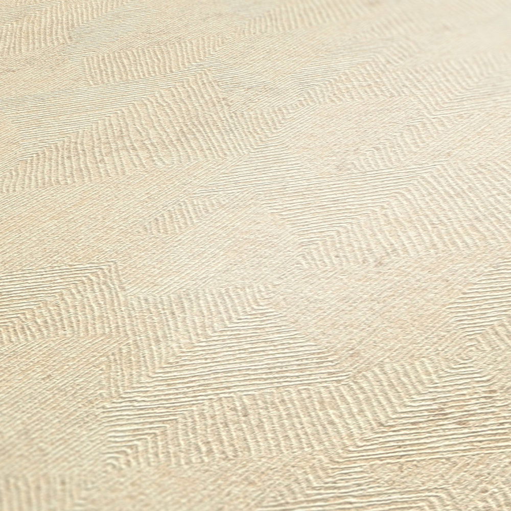             Melierte Tapete mit Grafik Struktur im Ethno Look – Beige, Metallic
        