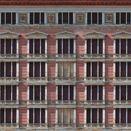fassadendetail, architektur, fensterreihen, backstein, verkleidung