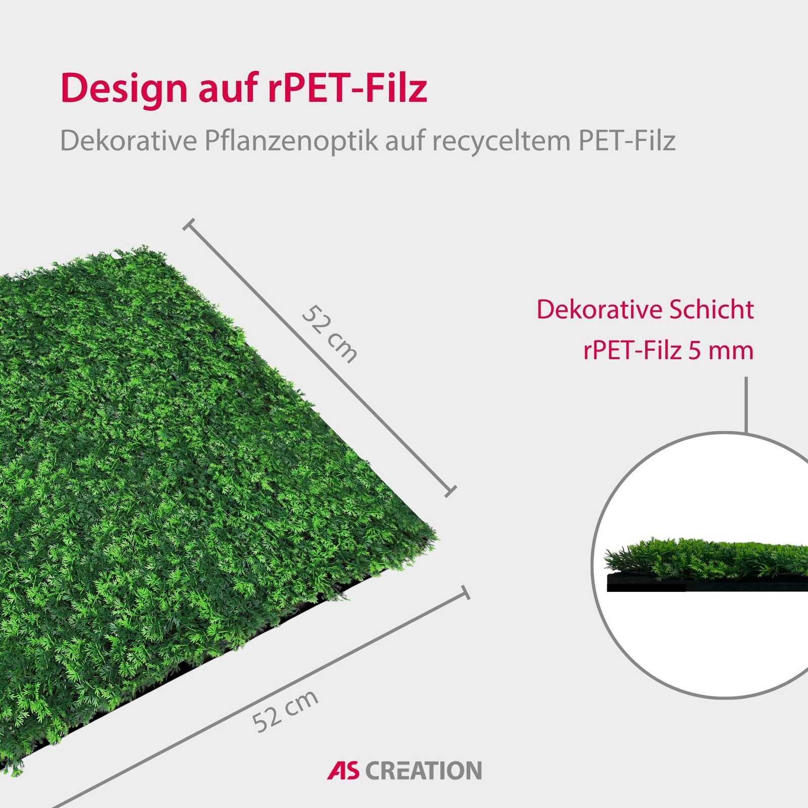künstlicher grün, pflanzenmatte, recyceltes PET, Dekor‑Schicht, Grasmatte