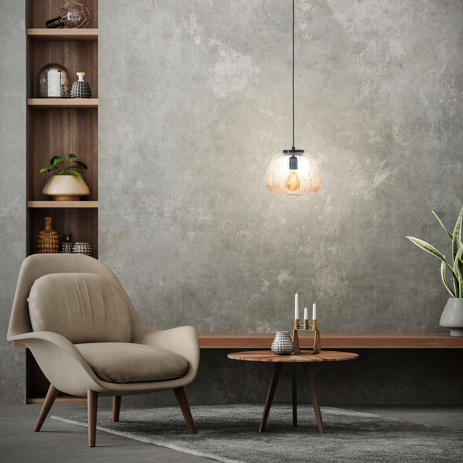             Glass pendant light - Junis 2 - Brown
        