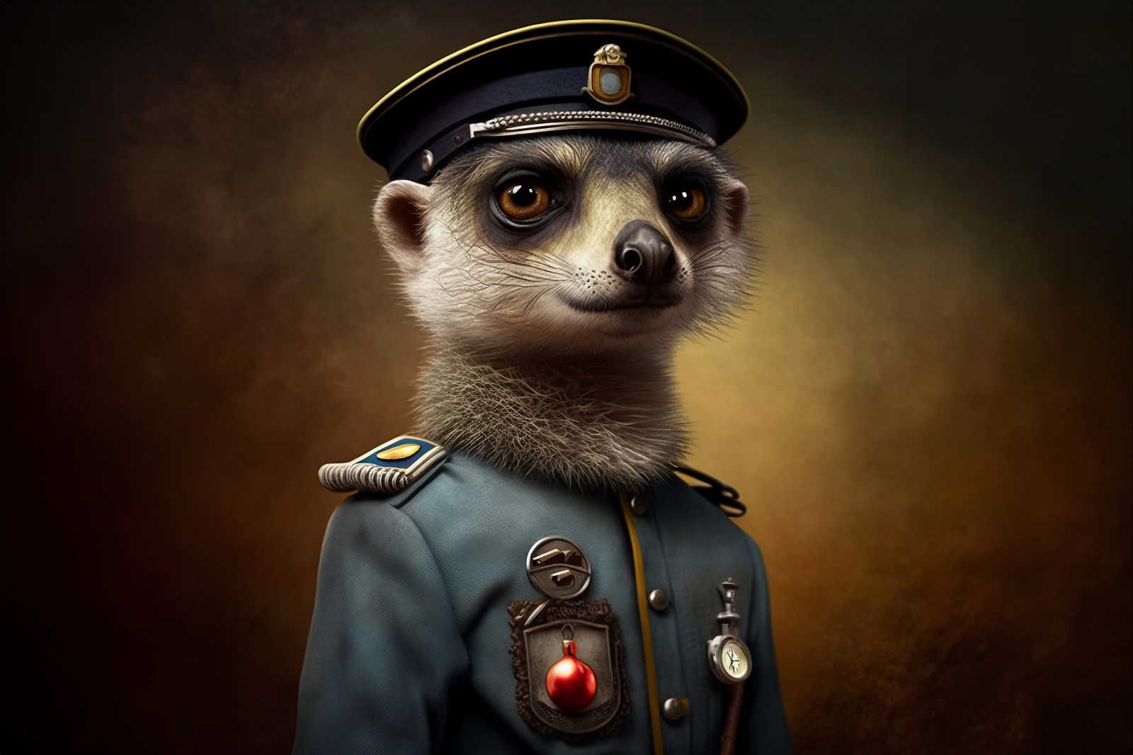             KI-Leinwandbild »strict meerkat« – 90 cm x 60 cm
        