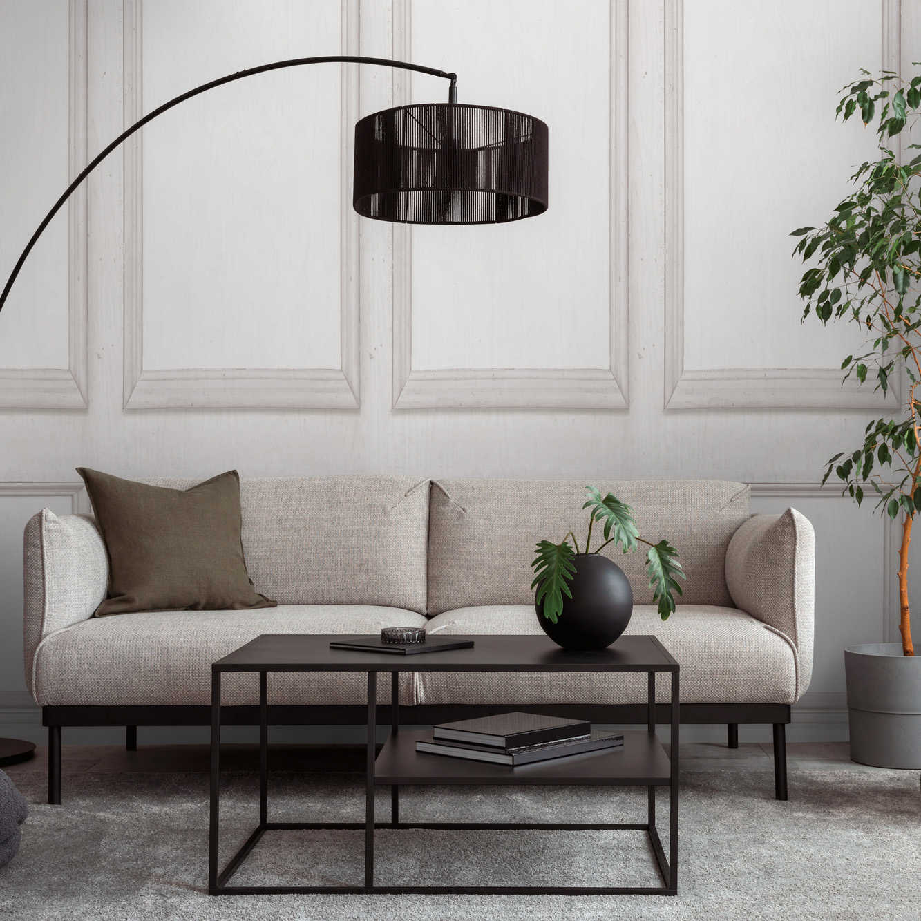 sofa, couch, wohnzimmer, couchtisch, pflanzentopf