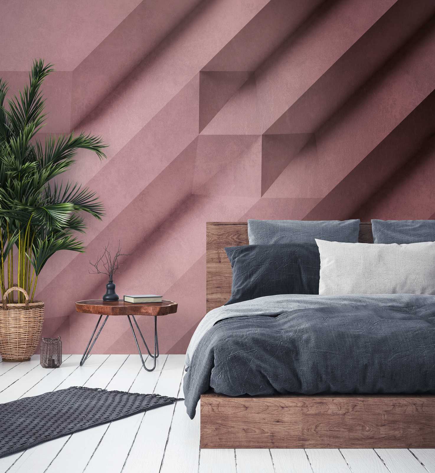Tapeten Neuheit – 3D Motivtapete Betonoptik in Rosé