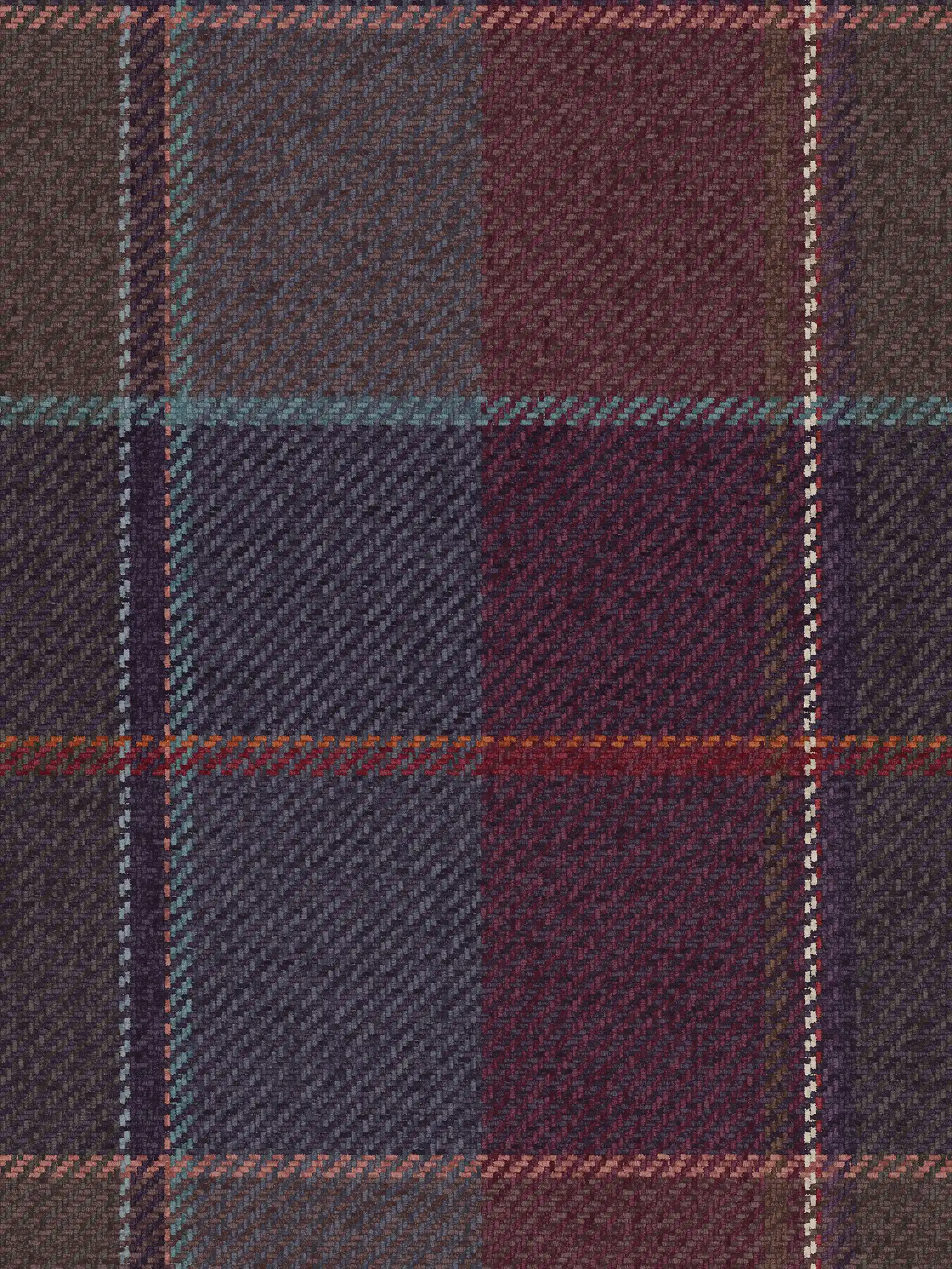         Karierte Vliestapete im Textil-Look – Rot, Blau
    