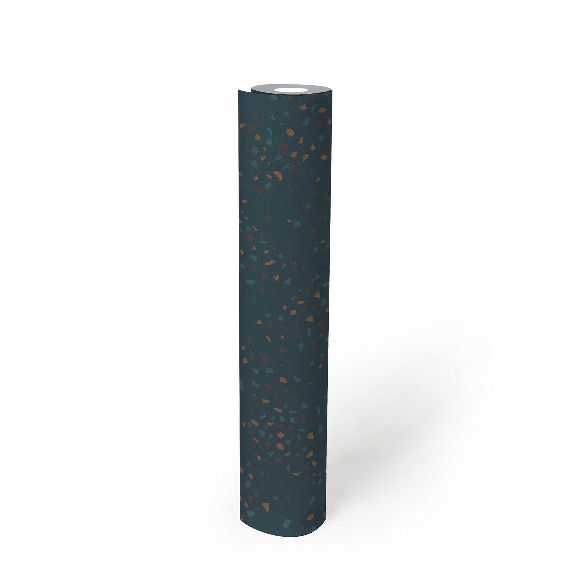 Vliestapete mit Terrazzo Muster – Blau, Grün, Braun