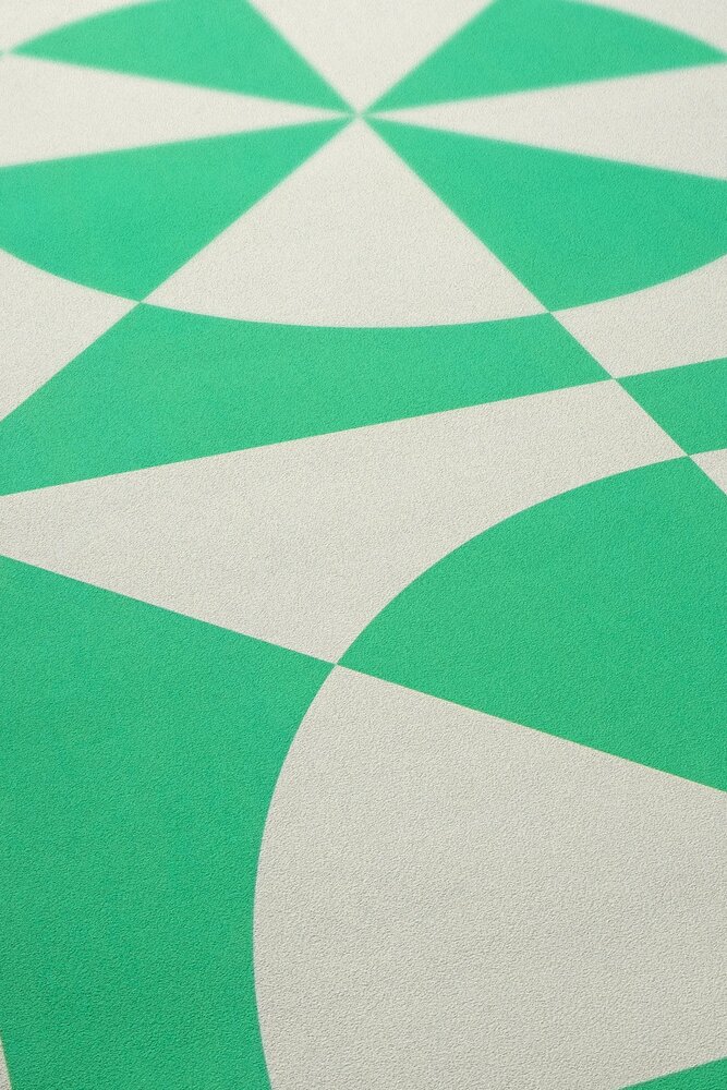             Vliestapete mit geometrischen Formen – Grün, Weiß
        