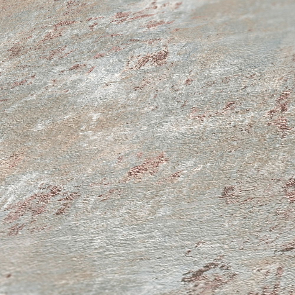             Vliestapete im Used Look mit metallischen Akzenten – Grau, Blau, Bronze
        