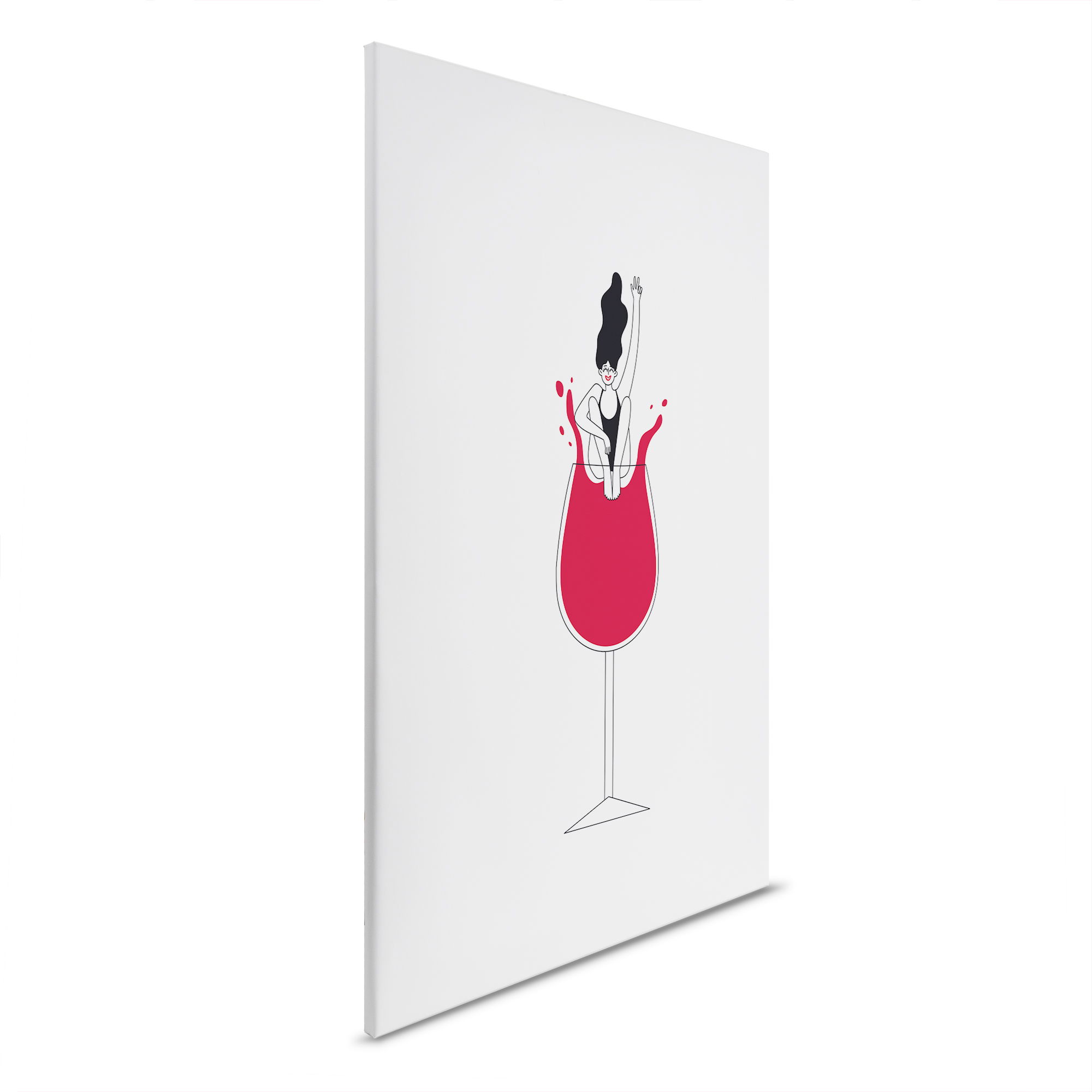         Leinwandbild verspielter Stil - Frauen und Wein auf Leinwand – 30 x 45 cm - Weiss, Schwarz
    