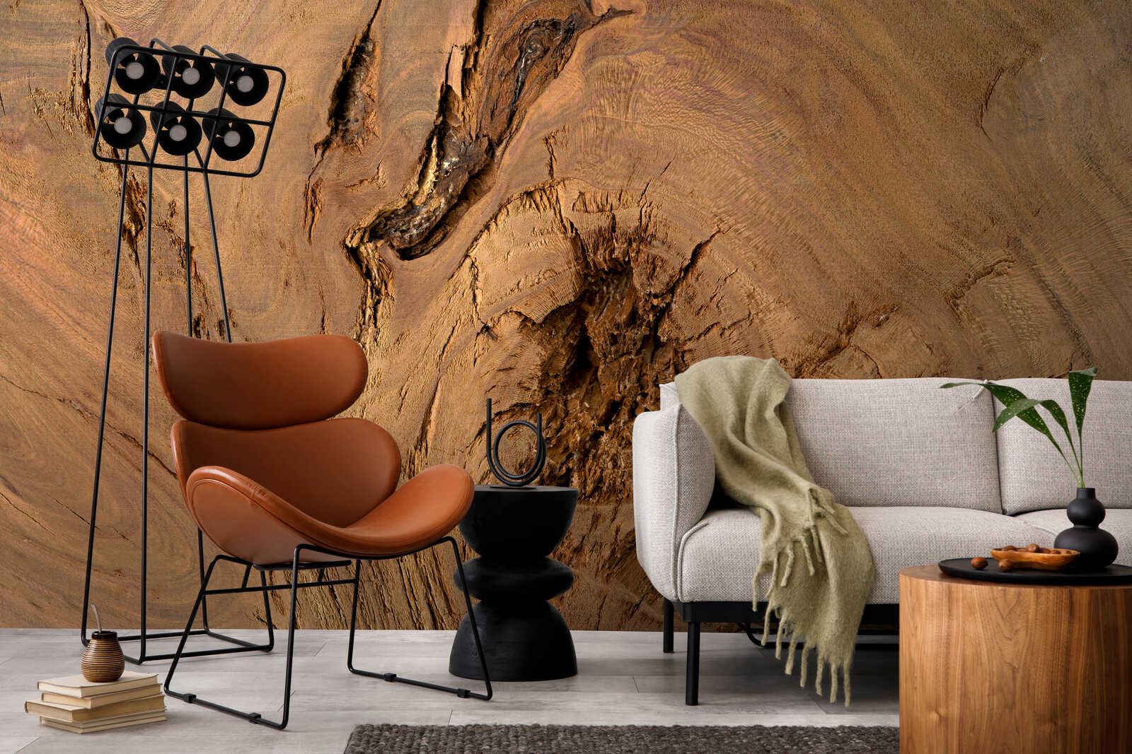 Sessel, Sesselbraun, Kunstleder, Wohnzimmer, Lampe