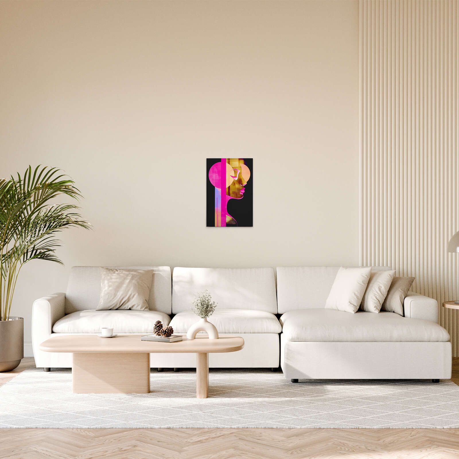 Leinwandbild Farbenfrohes Statement - Neon-Kunst der modernen Frau – 30 x 45 cm - Schwarz, Pink