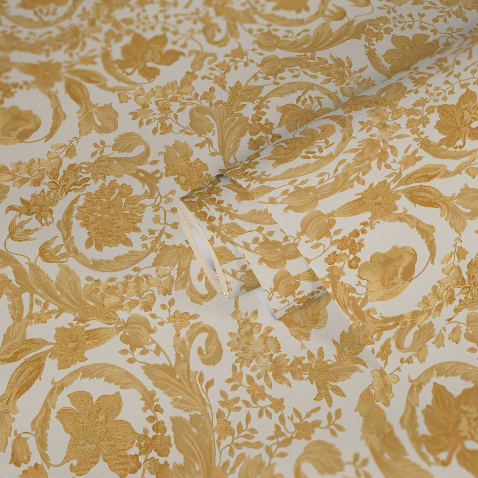             Blumen Tapete VERSACE Gold Ornament-Muster – Creme
        