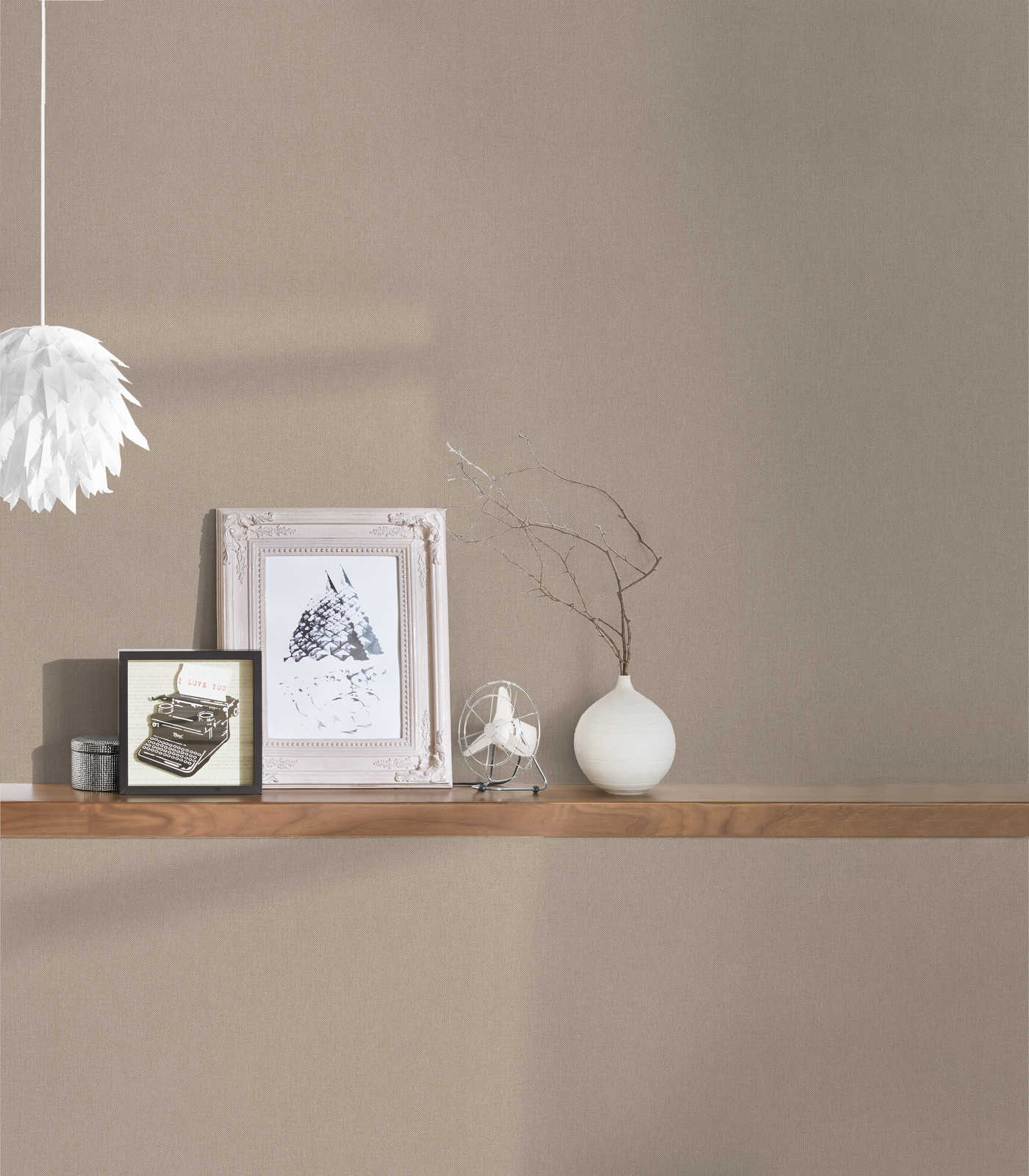             Vliestapete Beige uni & matt mit Textilstruktur – Beige, Braun
        