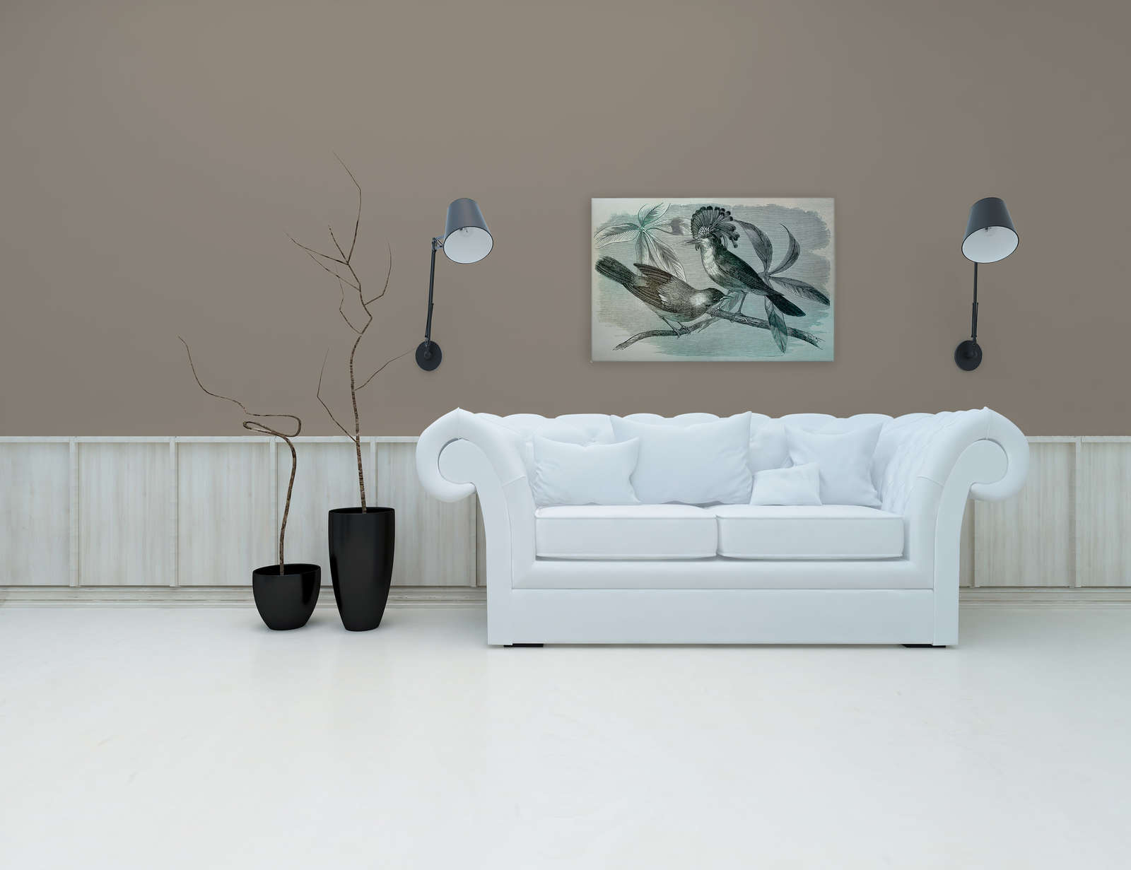 Leinwandbild Vogel Muster im Retro Stil – 0,90 m x 0,60 m