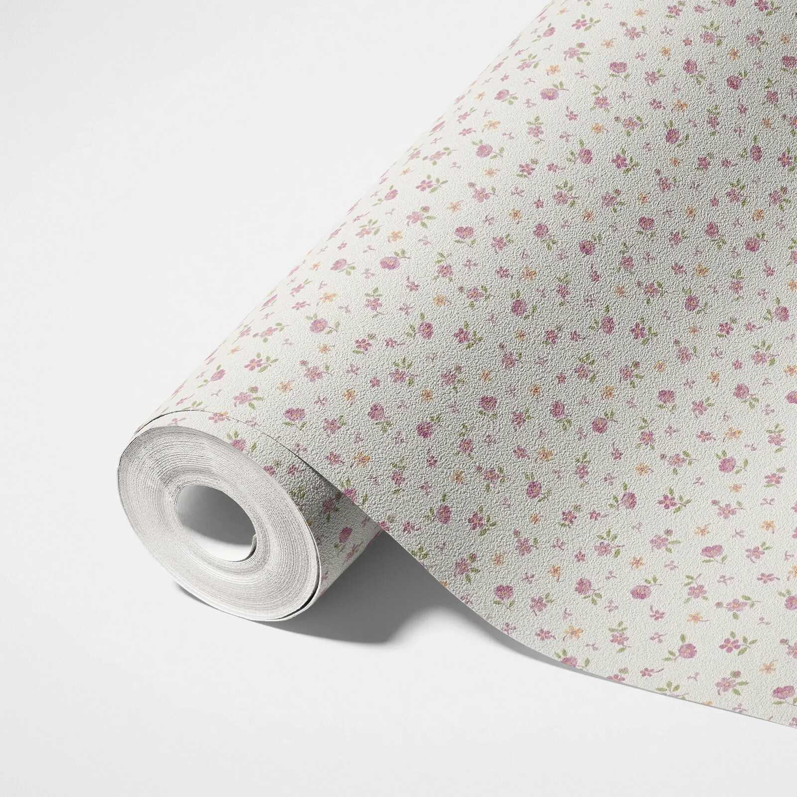             Blumentapete im englischen Landhaus Stil – Rosa, Creme
        