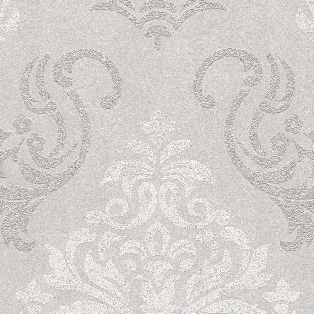 Ornamente Tapete Barock Stil mit Glitzereffekt – Beige, Creme, Metallic