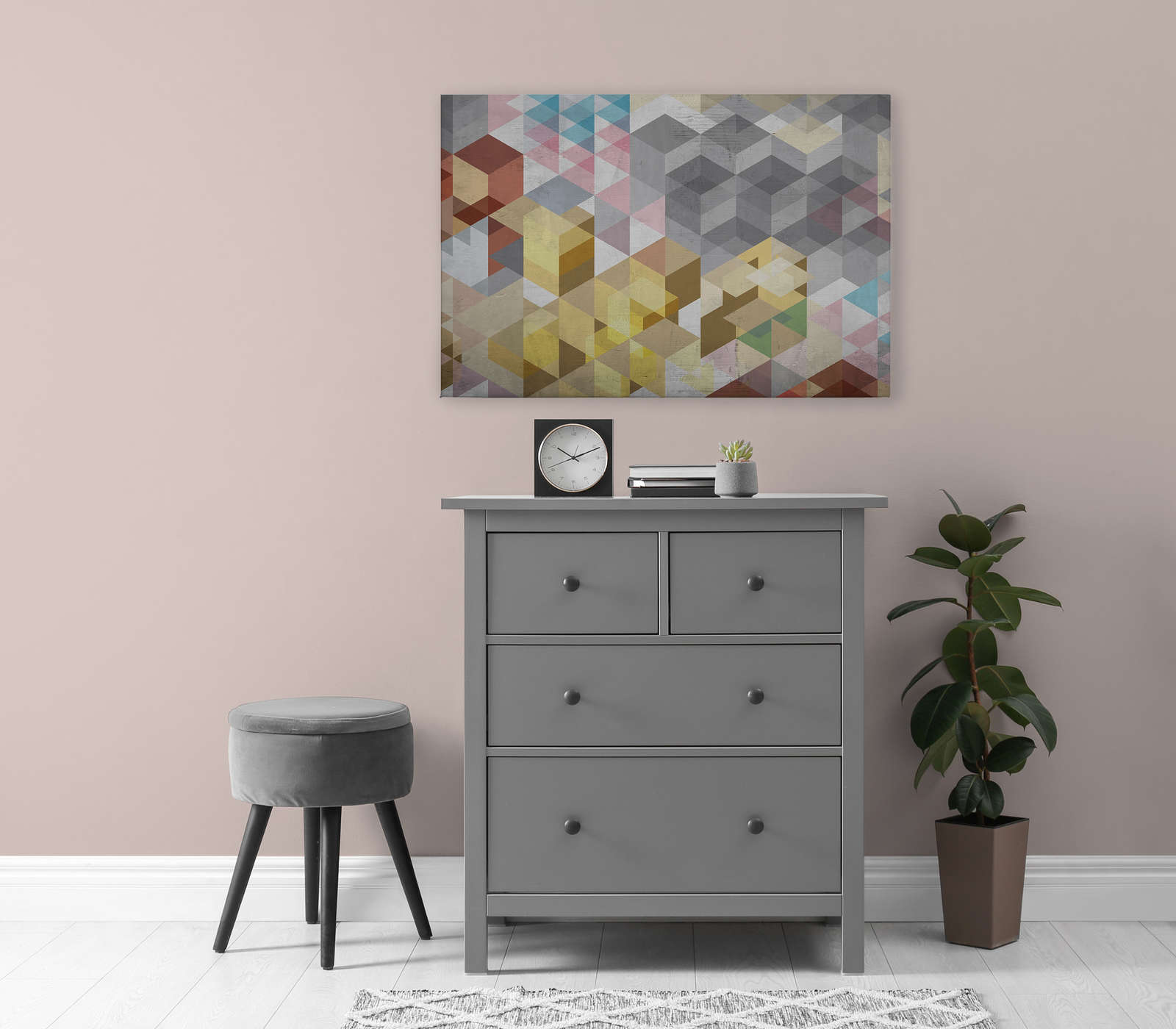             Leinwandbild Rauten, bunt & geometrisch, Used-Look – 0,90 m x 0,60 m
        