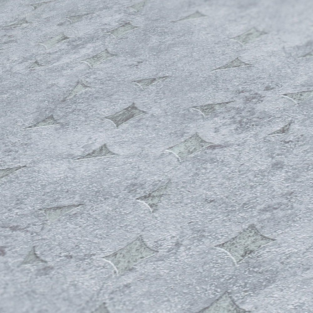             Vliestapete einfarbig mit Struktur und rauten Muster – Grau, Silber
        