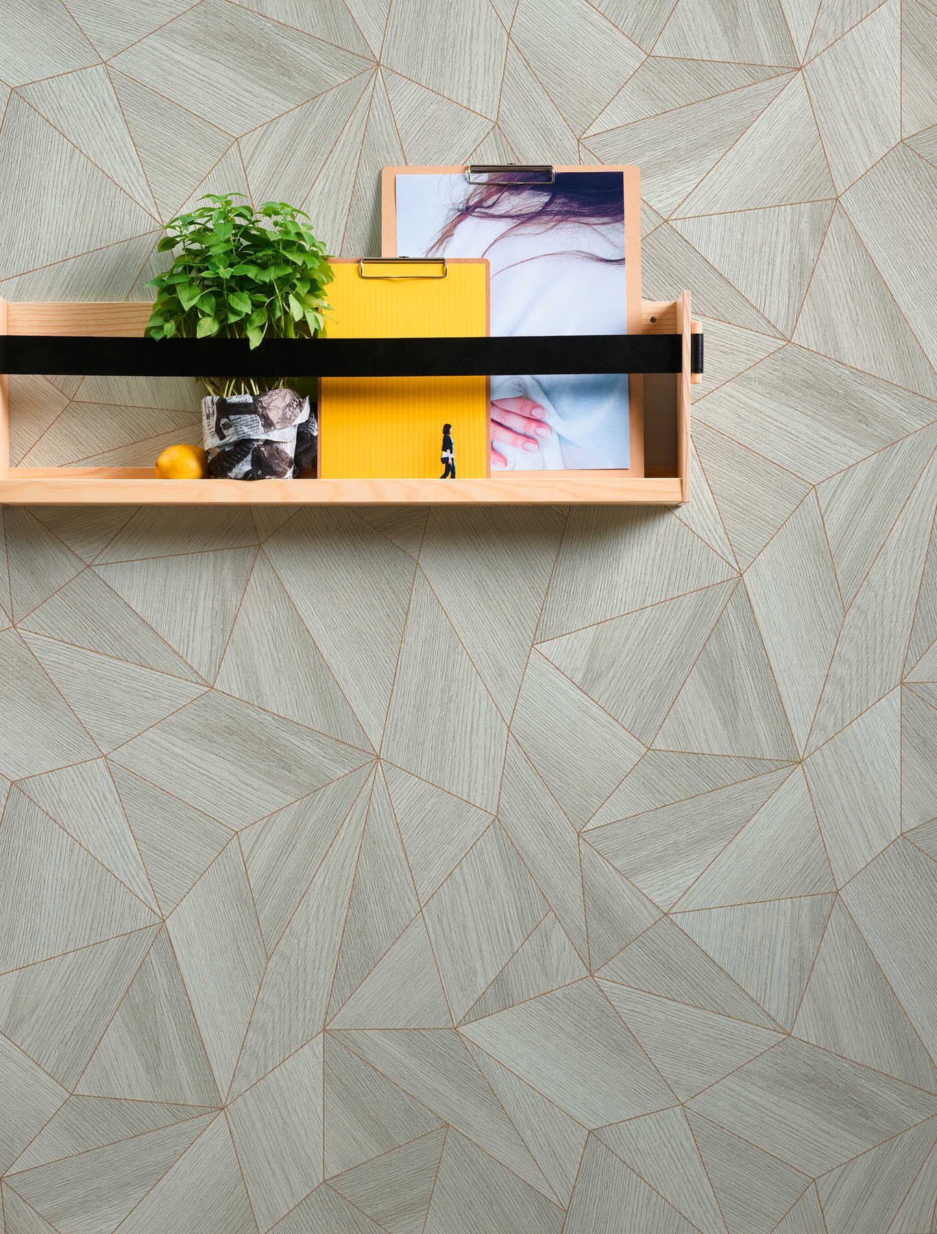             Holzoptik Tapete modernes Design & Metallic-Effekt – Grau, Gold
        