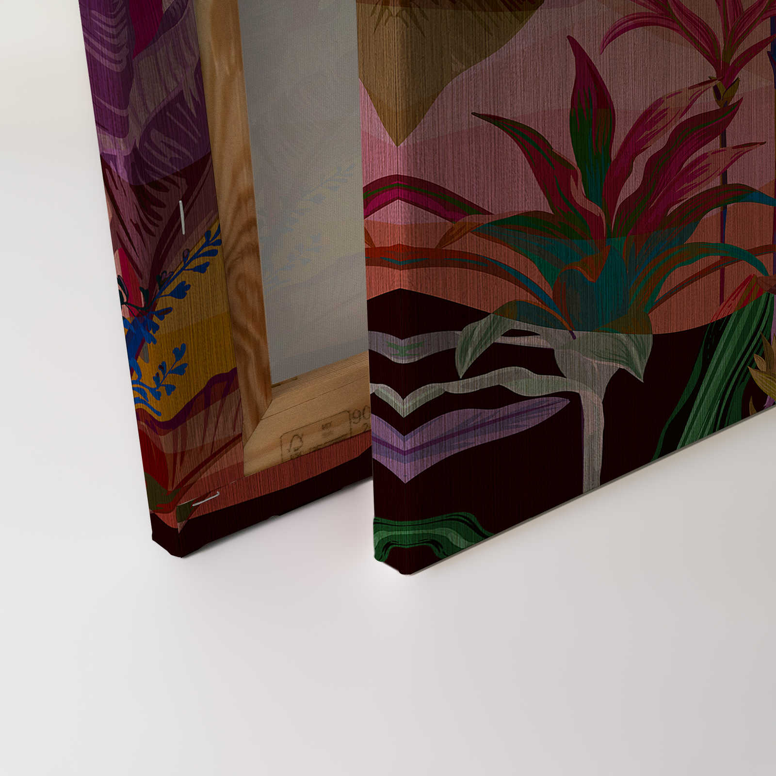             Palmyra 1 - Dschungel Leinwandbild bunte & abstrakte Blätter – 0,90 m x 0,60 m
        