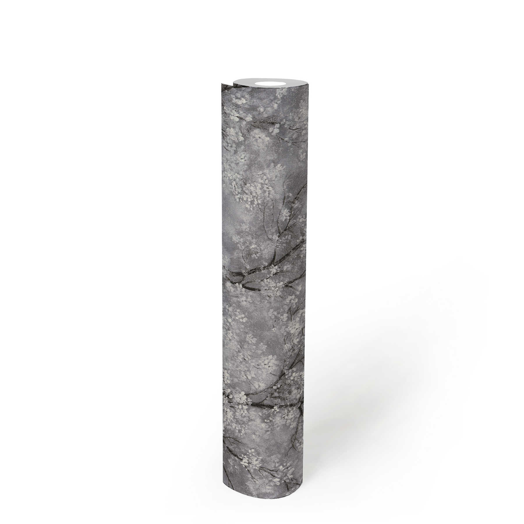             Tapete Kirschblüten Glitzer-Effekt – Grau, Schwarz, Weiß
        