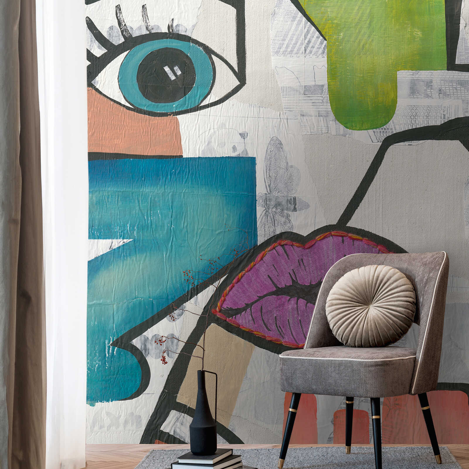 wandbild, wand mural, kunstwerk, abstrakt, farbenfroh