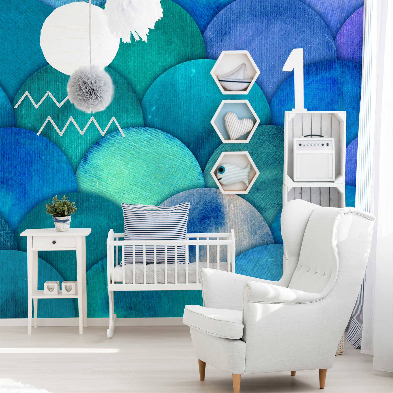         papiers peints à impression numérique avec motif d'écailles de poisson - intissé lisse & légèrement brillant
    