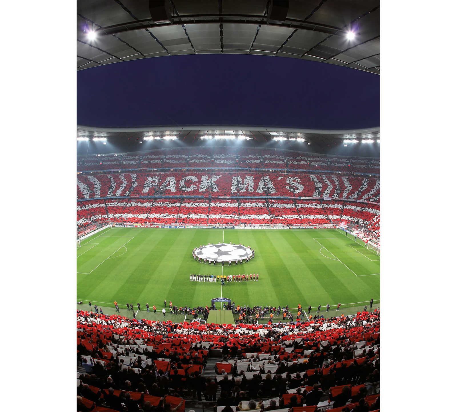         FCB stadium photo wallpaper fan choreography, portrait format
    