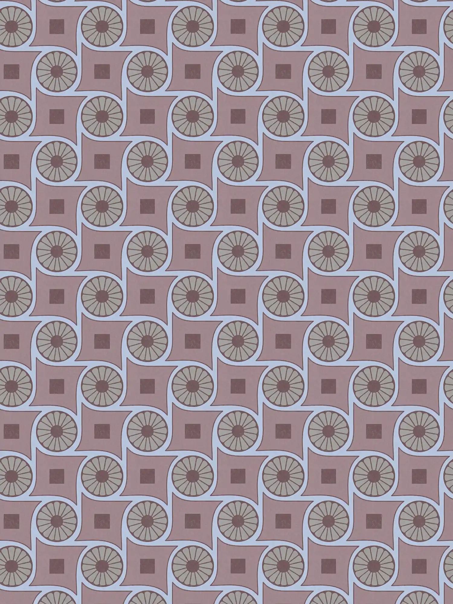         Retro wallpaper with circle pattern and squares - taupe, blue, grey
    