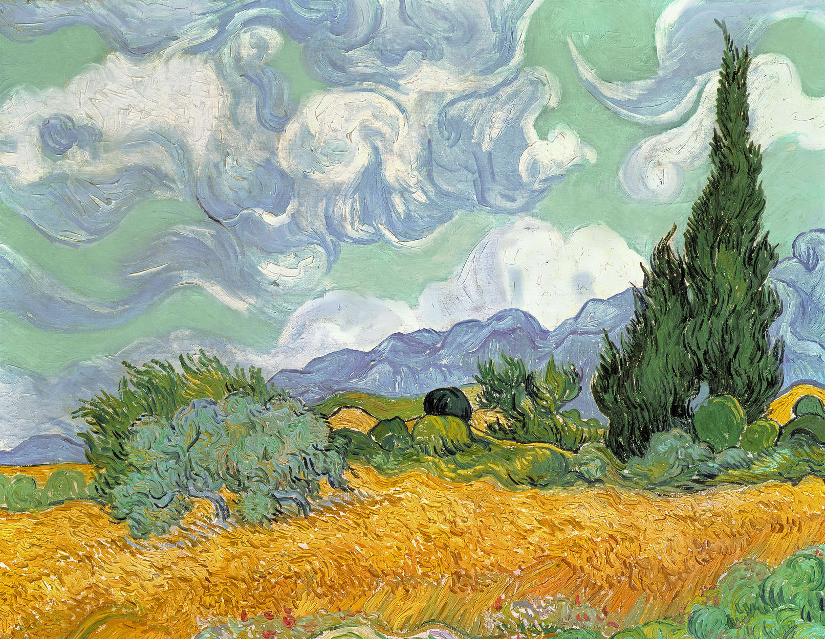             Fototapete 'Weizenfeld mit Zypressen' von Vincent van Gogh
        