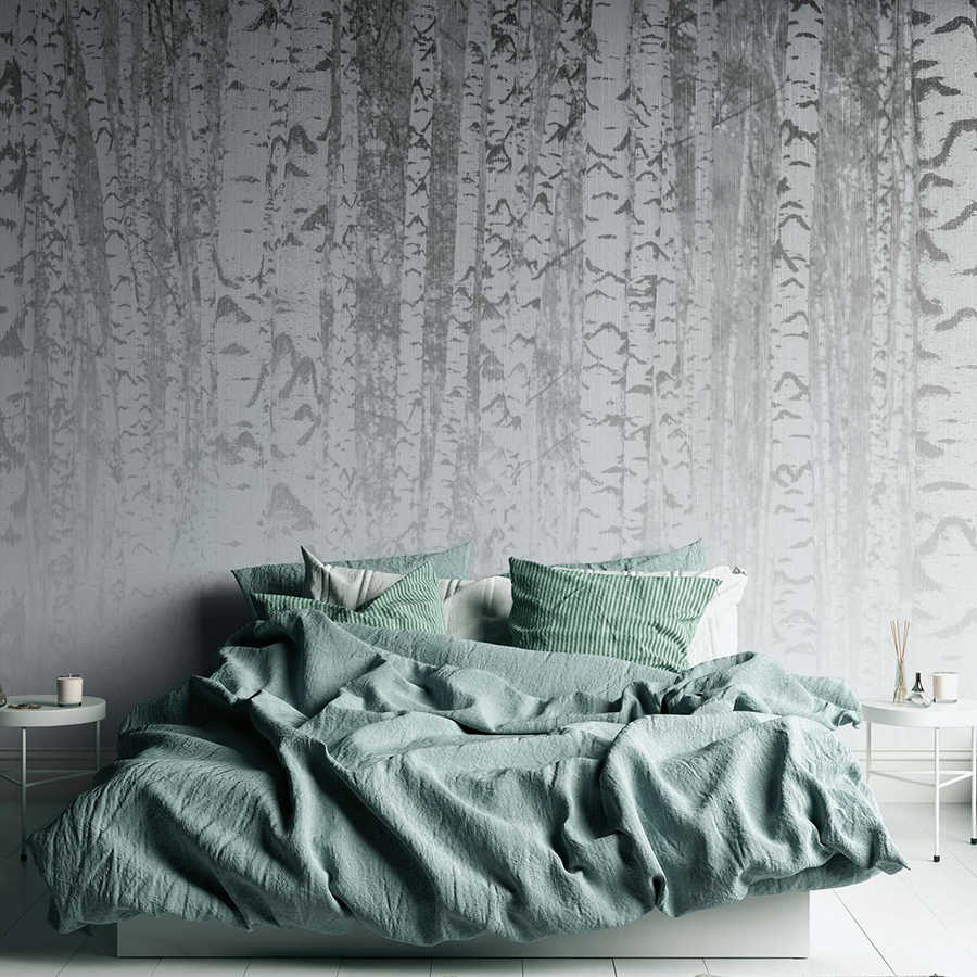 Bett, Bettwäsche, Bettdecke, Kissen, Waldmuster