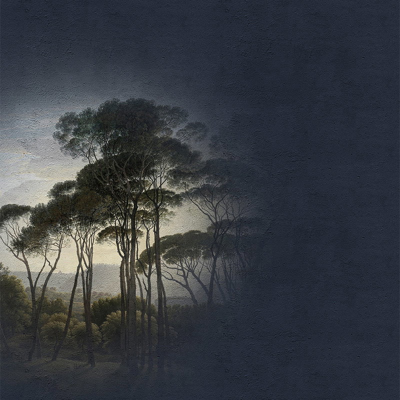         Fototapete Vintage Fresko Baumlandschaft – Blau, Grün
    