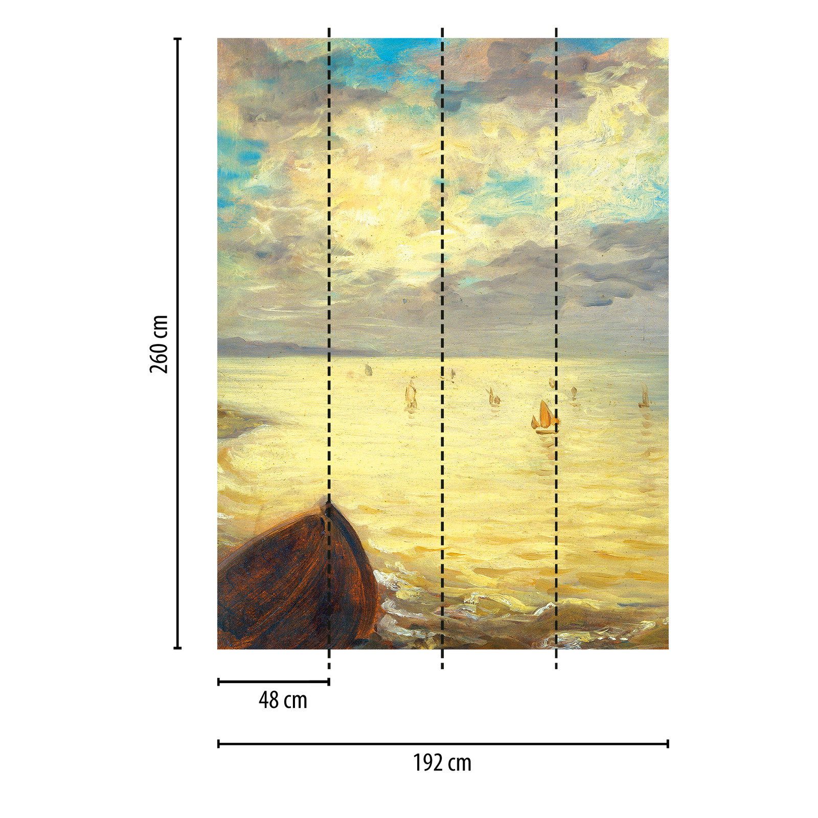 Schmale Fototapete Meer – Blau, Beige, Braun
