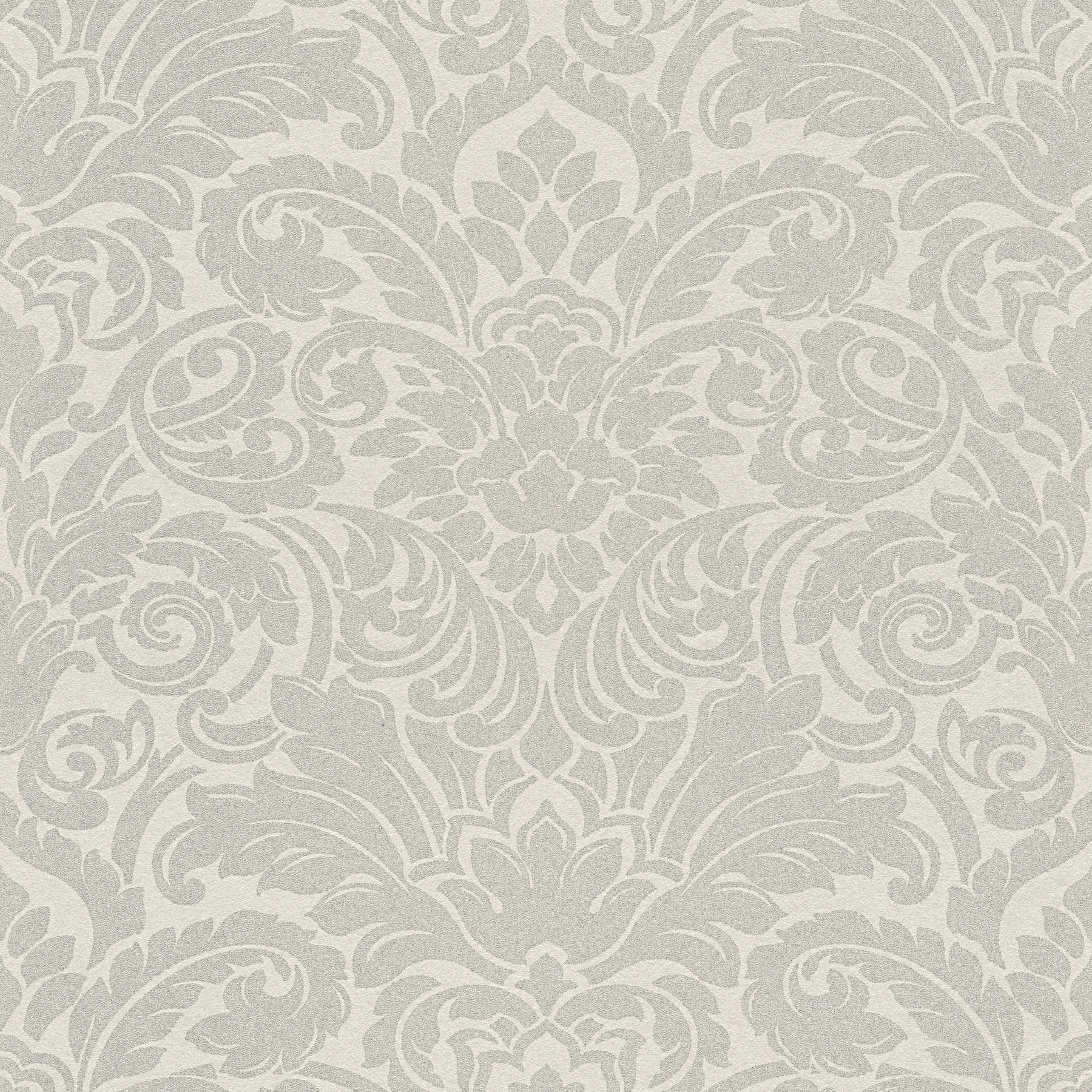         Sierbehang met metaaleffect en bloemmotief - zilver, crème
    