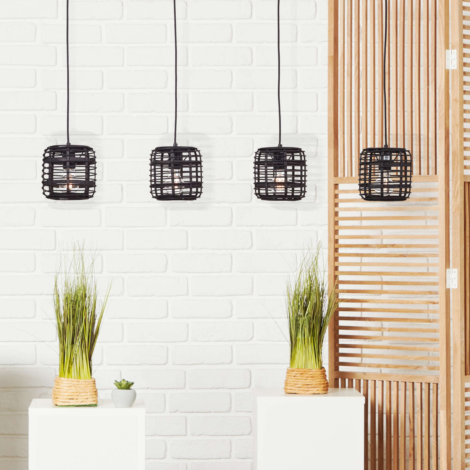             Bamboo pendant light - Elma 6 - Brown
        