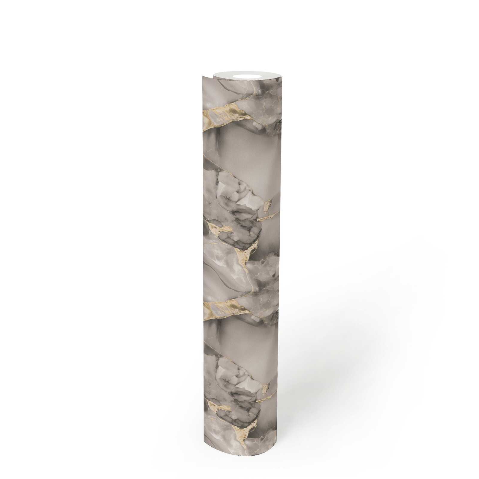 XXL Vliestapete - elegante Marmoroptik - 1,06m Doppelbreite – Grau, Gold