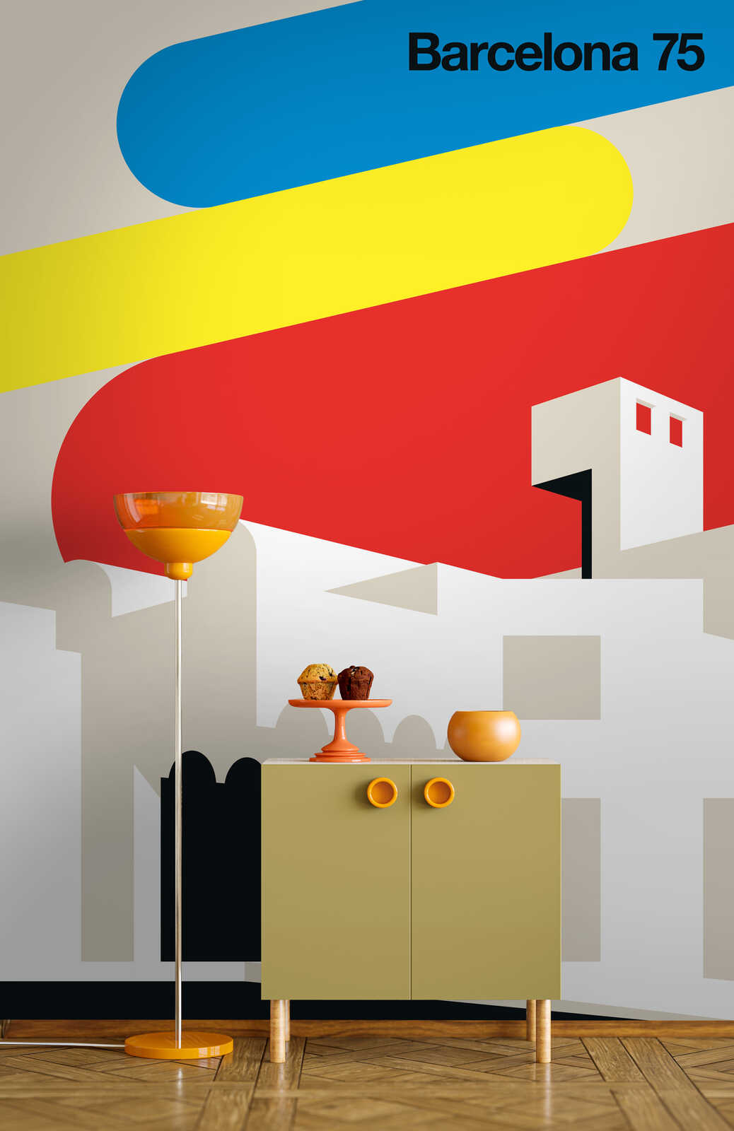 Sideboard, Schrank, Vase, Sahneplatte, Wandkunst