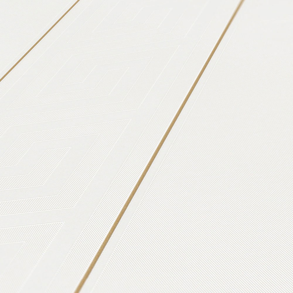             VERSACE Tapete gestreift mit Mäander-Muster – Weiß, Gold
        