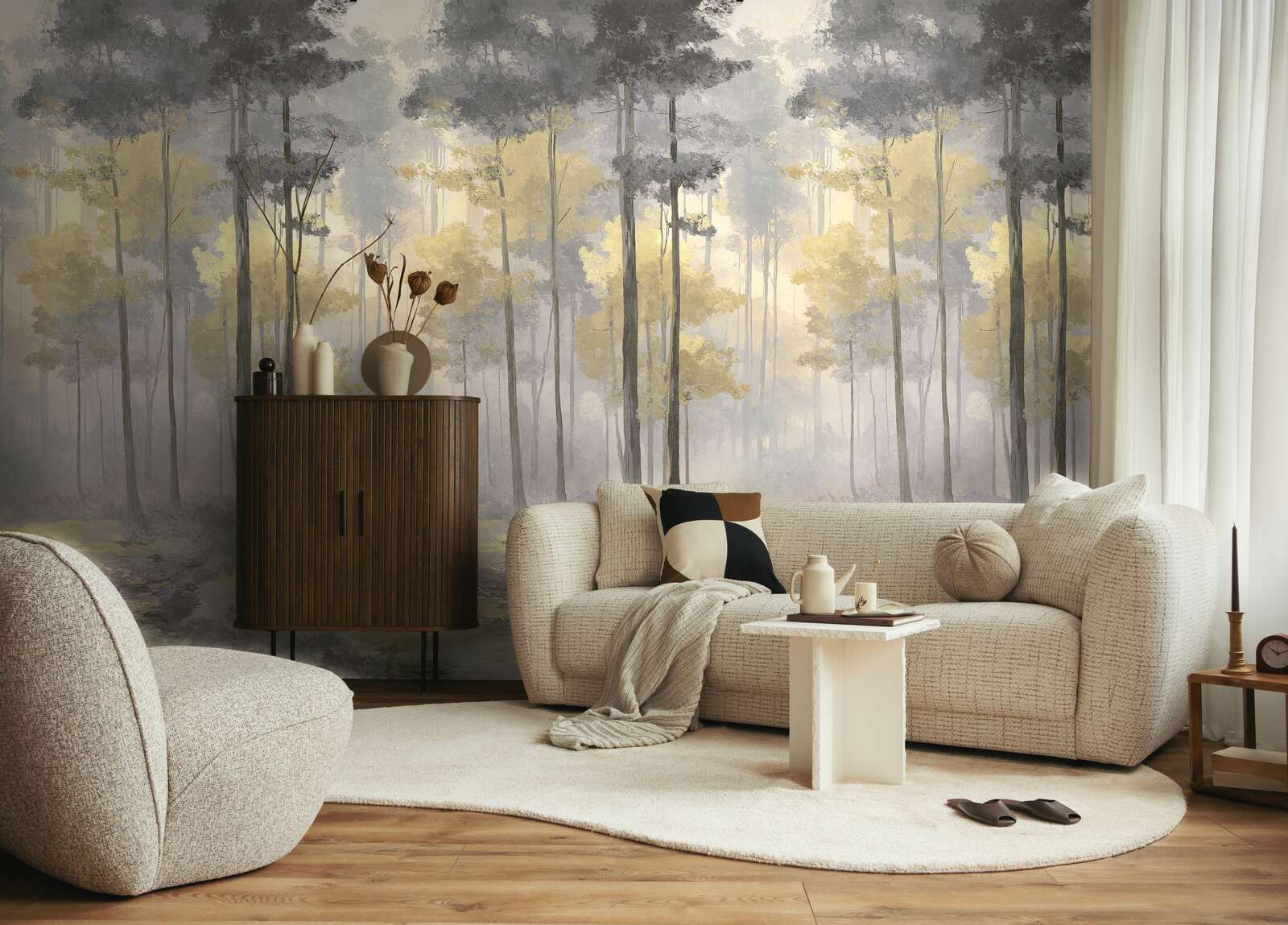 wohnzimmer, tagesdeko, sofa, teppich, wandtapete