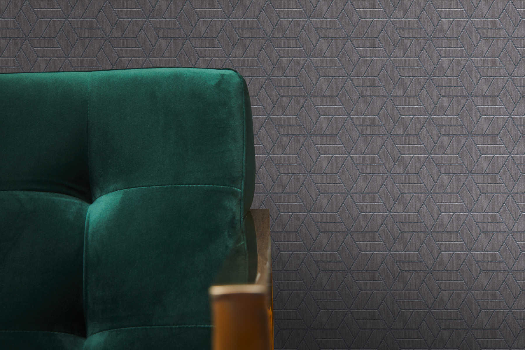             Tapete geometrisches Muster & Glitzer-Effekt – Grau, Silber
        