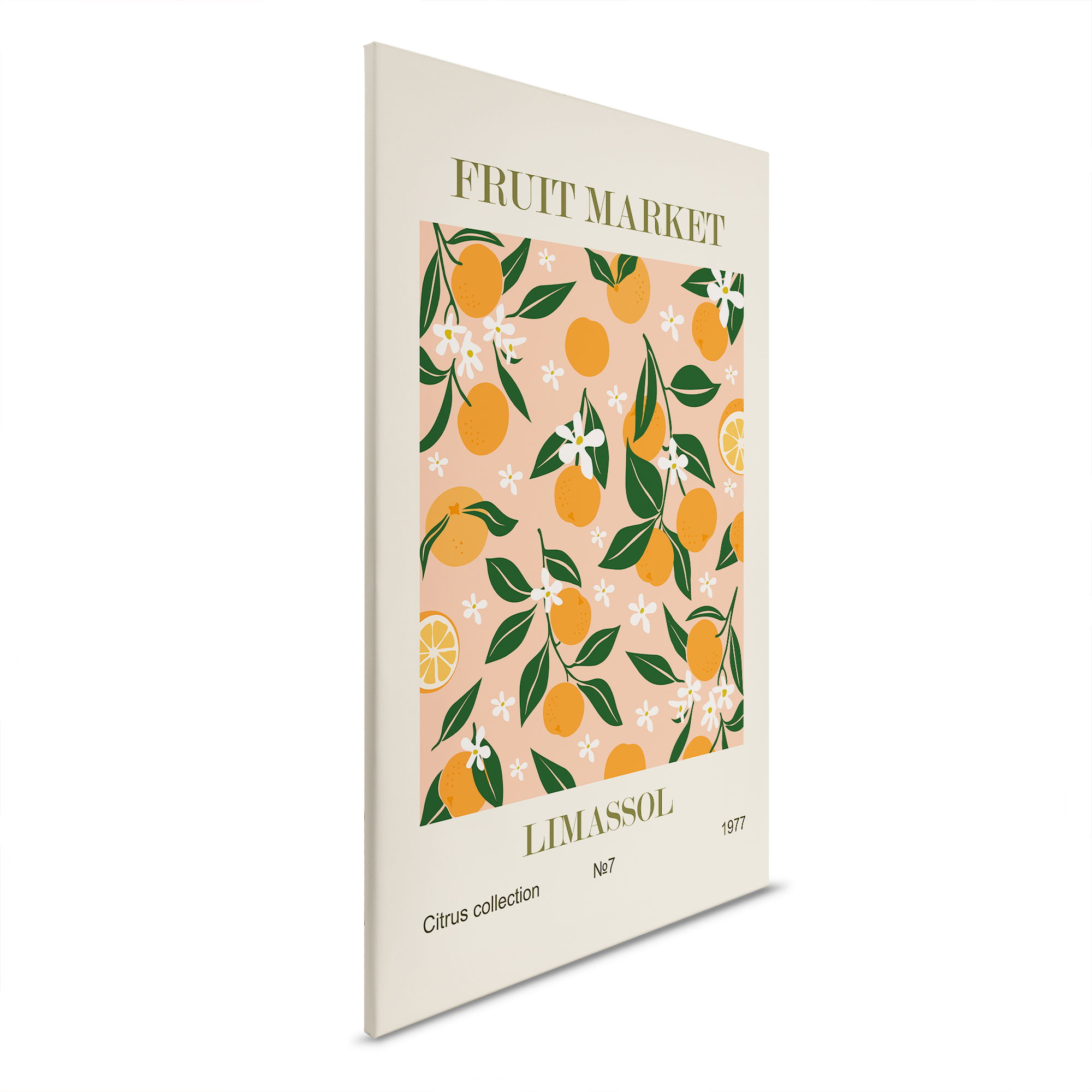         Fruchtiger Charme - Leinwandbild Fruit Market Limassol – 30 x 45 cm - Beige, Orange
    