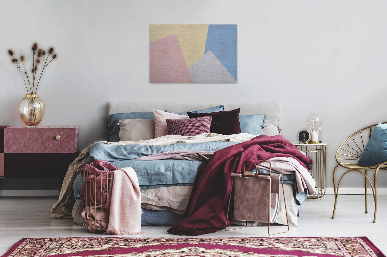             Inaly 3 - Abstraktes, buntes Leinwandbild - Sperrholz Struktur – 0,90 m x 0,60 m
        