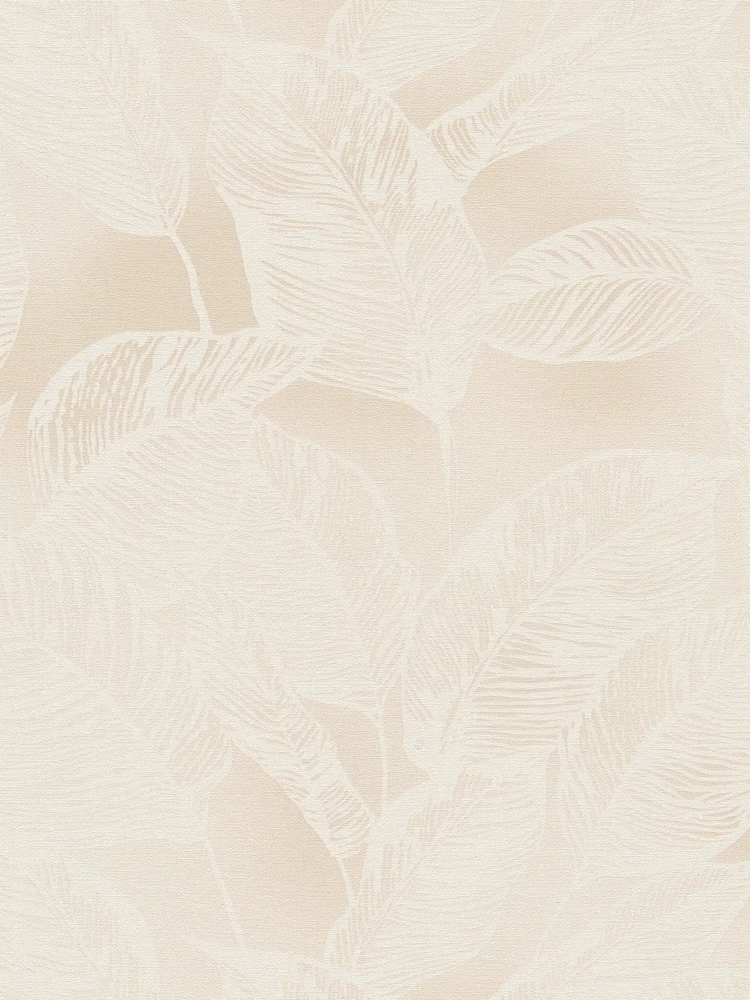 Blättermuster Vliestapete PVC-frei – Beige, Weiß