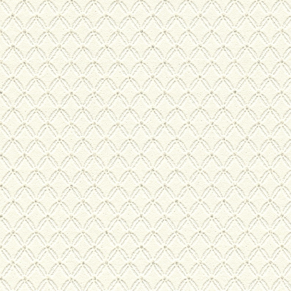             Glitzer Tapete mit leichter Rautenstruktur – Weiß
        