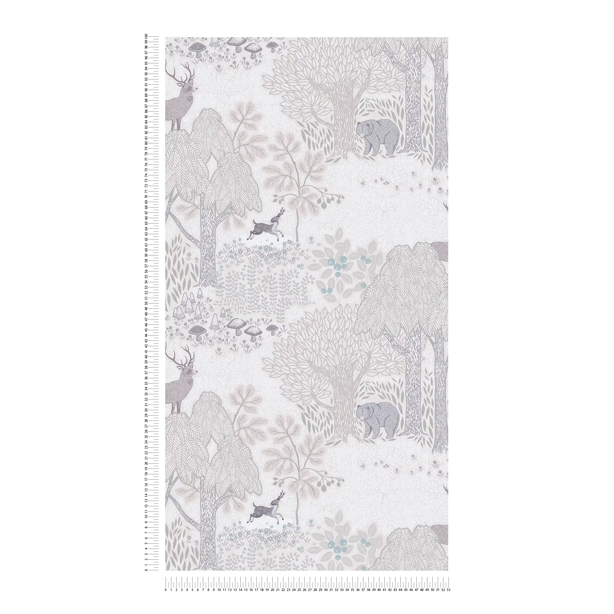             Kinderzimmer Vliestapete Märchenwald mit Waldttieren für eine beruhigende Atmosphäre – Braun, Creme, Weiß
        